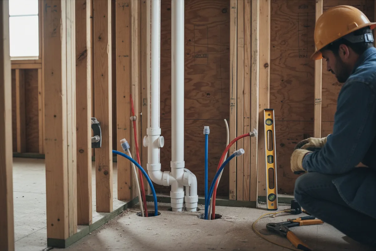 Drain and supply rough-in during Toilet Repair and Installation in Wayne